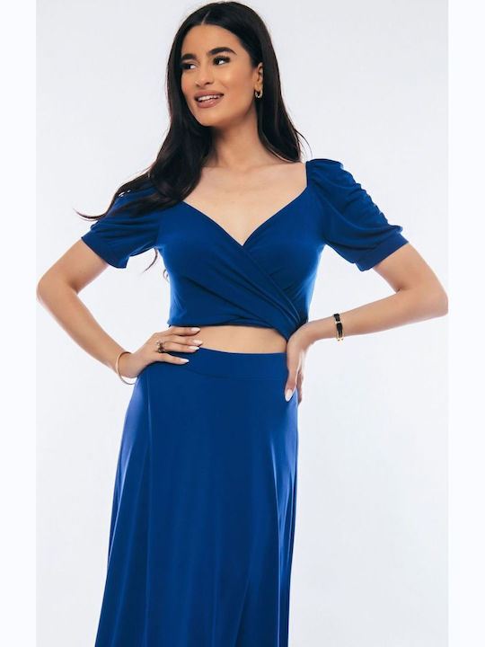 BelleFille Damen Crop Top Blau