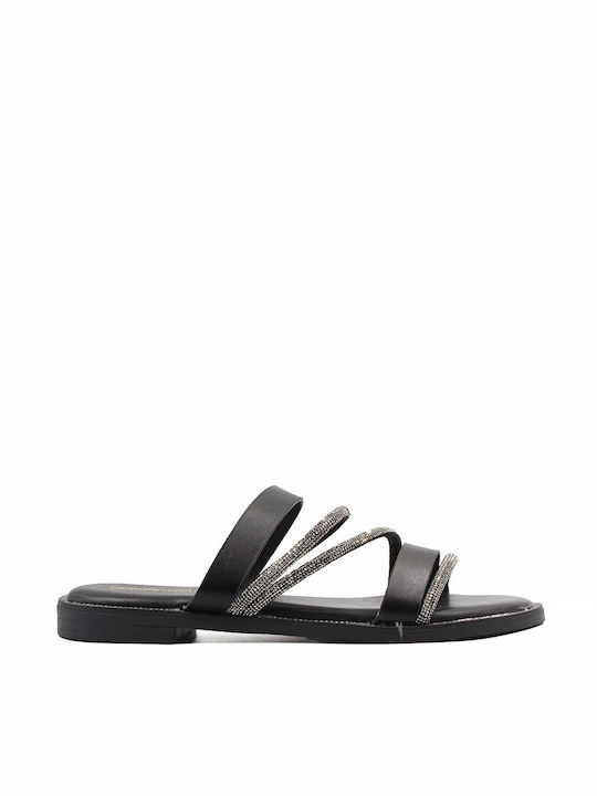 Diamantique Women's Sandals with Strass Black