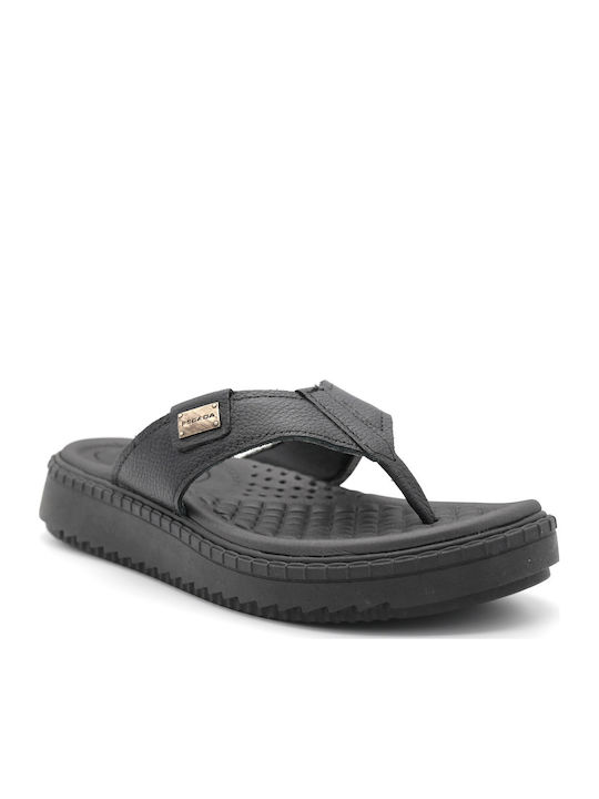 Leder Flache Sandalen für Damen in Schwarz Farbe