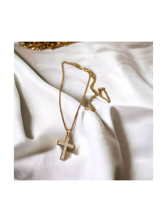 Cross from Gold Plated Steel with Chain