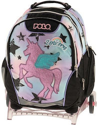 Polo Base- Free Σχολική Τσάντα Τρόλεϊ Δημοτικού Glitter Unicorn 2024