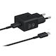 Samsung Charger GaN with USB-C Port and Cable USB-C 25W Power Delivery Blacks (EP-T2510EBE + EP-DN980BBE Bulk)