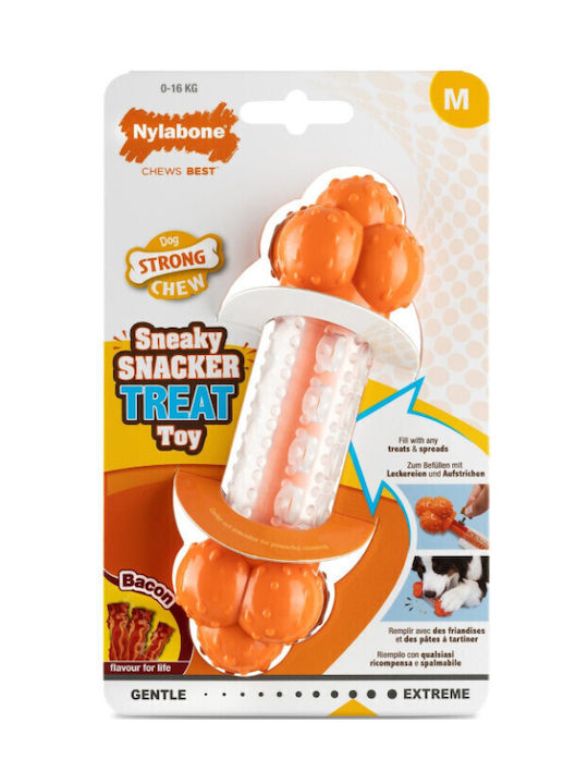 Nylabone Bone Toy for Puppy Chewable made of Rubber with Flavor Bacon Large Orange 1pcs