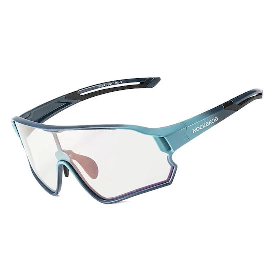 Rockbros Cycling Glasses with Blue Frame & Photochromic Lenses