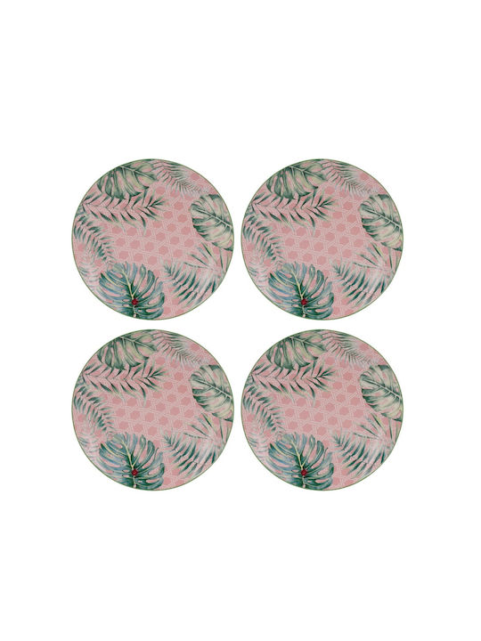 Artekko Plate Shallow Ceramic Green with Diameter 20cm 4pcs