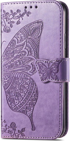 Butterfly Umschlag Rückseite Synthetisches Leder / Kunststoff Magnetisch Lila (Motorola Edge 50 Fusion 5G, Schmetterling)