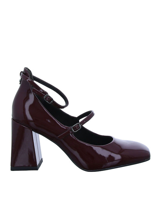 Pumps mit Riemchen Burgundisch