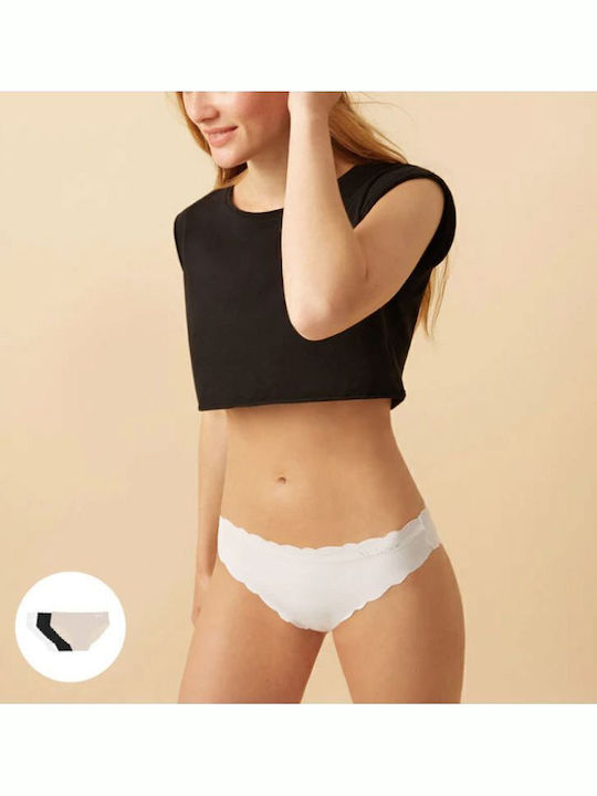 Γυναικεία Slip 3Pack χωρίς Ραφές Λευκο-μαυρο-μπεζ