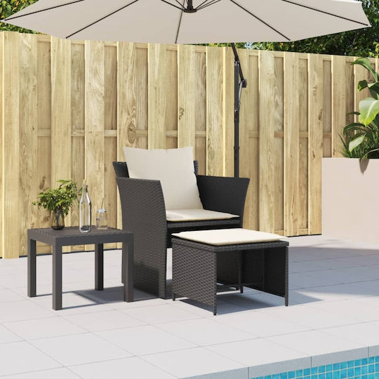 Outdoor-Sessel Rattan Black mit Kissen 50x50x36εκ.