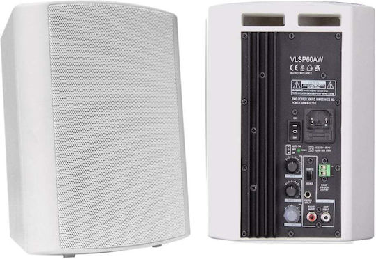 Vivolink VLSP60AW Ζεύγος Αυτοενισχυόμενων Ηχείων PA 30W με Woofer 10" σε Λευκό Χρώμα