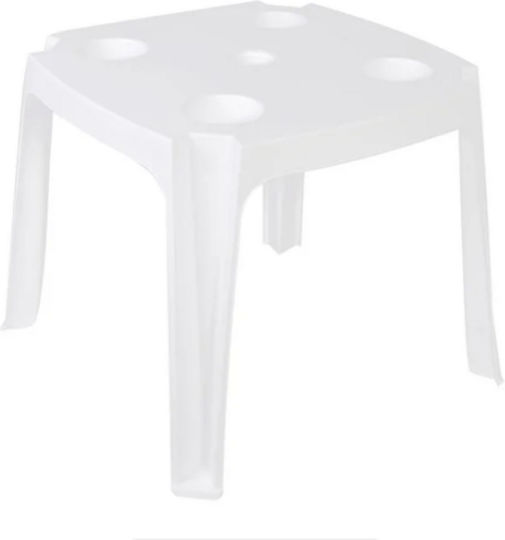 Auxiliary Outdoor Free Standing Plastic Table White 44x44x39cm