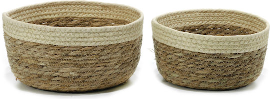 ArteLibre Storage Basket Wicker Beige 2pcs