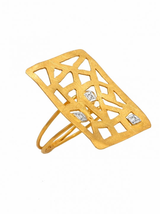 Polytimo Damen Ring mit Zirkonia aus Gold 14K