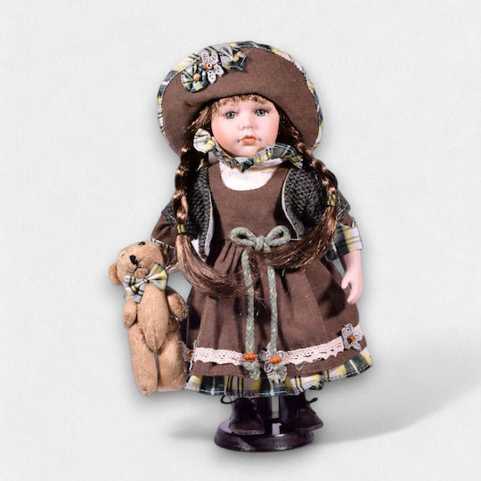 Sammelbare Porzellanpuppe "Dorfmädchen-b" 30x15x15cm
