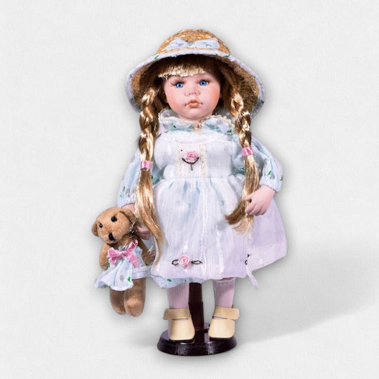 Sammelbare Porzellanpuppe "Dorfmädchen-a" 30x15x15cm