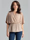 Lenitif Damen Bluse Blumen Beige