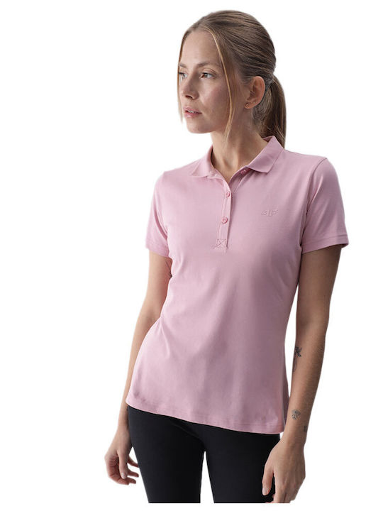 4F Women's Polo Shirt Short Sleeve Pink