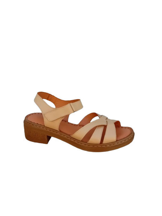 Safe Step Anatomic Leather Women's Sandals with Ankle Strap Beige