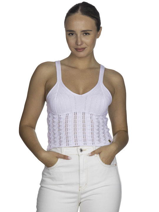 Vera Damen Sommer Bluse Baumwolle mit Trägern Weiß