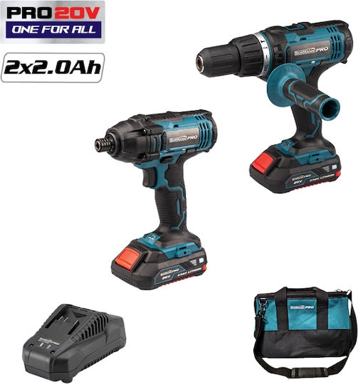 Bormann Pro BBP9200 Σετ Κρουστικό Δραπανοκατσάβιδο & Παλμικό Κατσαβίδι Brushless 20V με 2 Μπαταρίες 2Ah και Θήκη