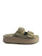 Ζefi Γυναικεία Σανδάλια Flatforms Χακί