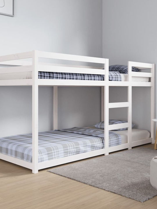 Kids Bed Bunk Single White for Mattress 90x200cm