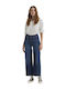 High Waist Women's Jean Trousers in Loose Fit Dark Blue