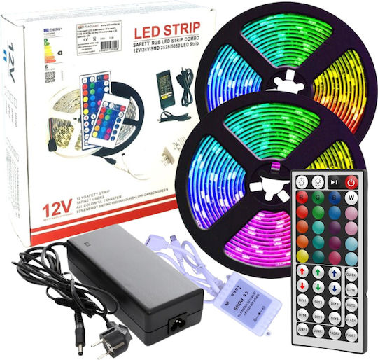 LED-Streifen 220V RGB Licht 2x5m Typ SMD5050 mit Netzteil & Fernbedienung