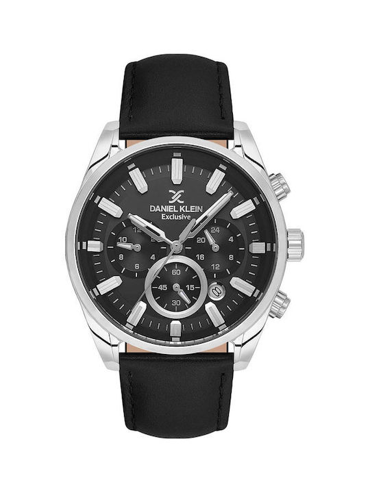 Daniel Klein Watch Chronograph Battery with Black Leather Strap