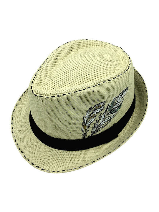 LiebeQueen Frauen Rattangeflecht Hut Fedora Beige