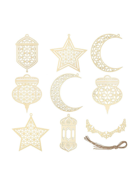 Ramadan Kareem Висяща Украса Микс украси Бял Комплект 9бр