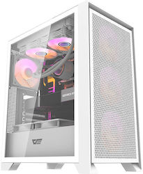 Darkflash DRX70 Mesh Gaming Midi Tower Computer Case with Window Panel and RGB Lighting White