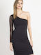 Ivon Mini Evening Dress with Sheer Black