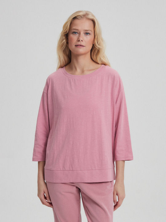 Diverse System Damen Bluse Baumwolle Langärmelig Rose