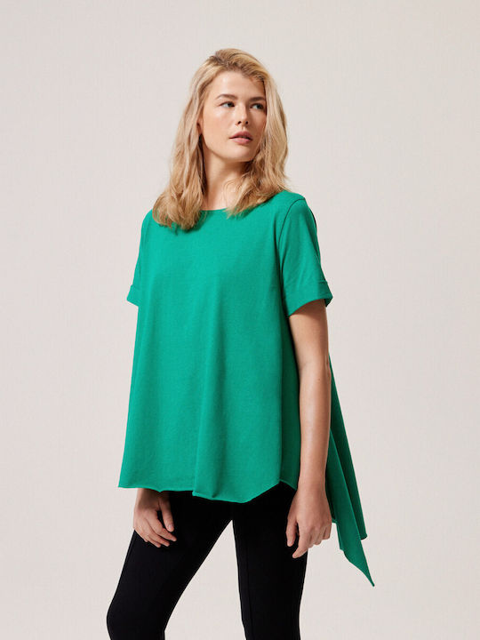 Diverse System Damen Sommer Bluse Kurzärmelig Green