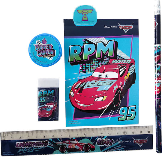 Gim Cars Kinder Schreibwarenset mit Bleistiftbox Speed 7Stück
