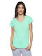 Bodymove Damen Sportlich T-shirt mit V-Ausschnitt Mint