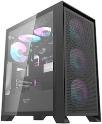 Darkflash DRX70 Mesh Gaming Midi Tower Κουτί Υπολογιστή με Πλαϊνό Παράθυρο και RGB Φωτισμό Μαύρο