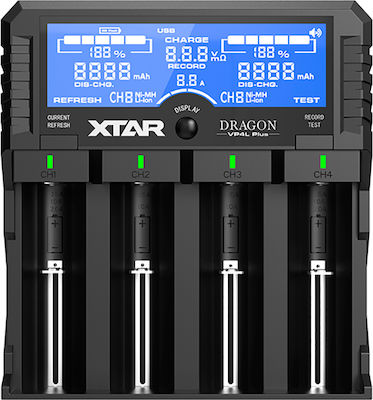 XTAR VP4L Plus Dragon Încărcător 4 Baterii Li-ion/Ni-Cd/Ni-MH Dimensiune AA/AAA/D/18650/16340/26650/14500