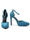 Synthetic Leather Blue High Heels