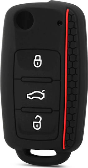 Car Key Cover Case made of with 3 Buttons for VW in Black Color