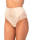 Avangard High-waisted Women's Brazil with Lace Beige