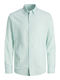 Long Sleeve Linen Shirt in Narrow Fit Pistachio Green
