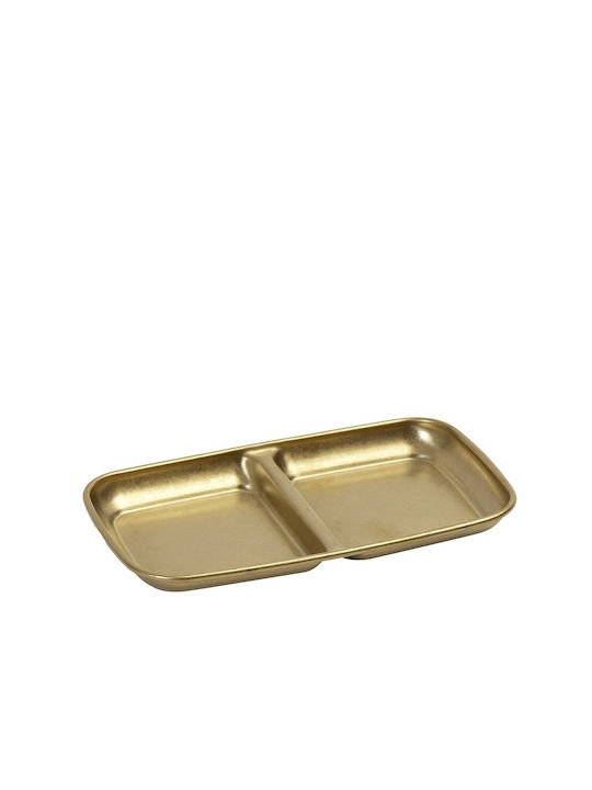 Espiel Inox Dessert Divided Serving Plate with 2 Slots Gold 9x15.3x1.5cm