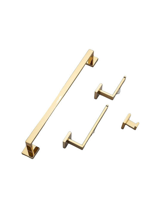 Bathroom Hardware Set Brushed Gold Wall Shelf Gold 4pcs Sets 60cm