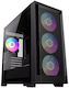 GameMax Defender Mesh Gaming Mini Tower Computer Case with Side Window and RGB Lighting Black