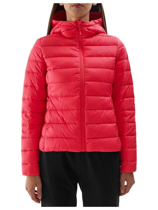4F Kurz Damen Puffer Jacke für Winter Rot