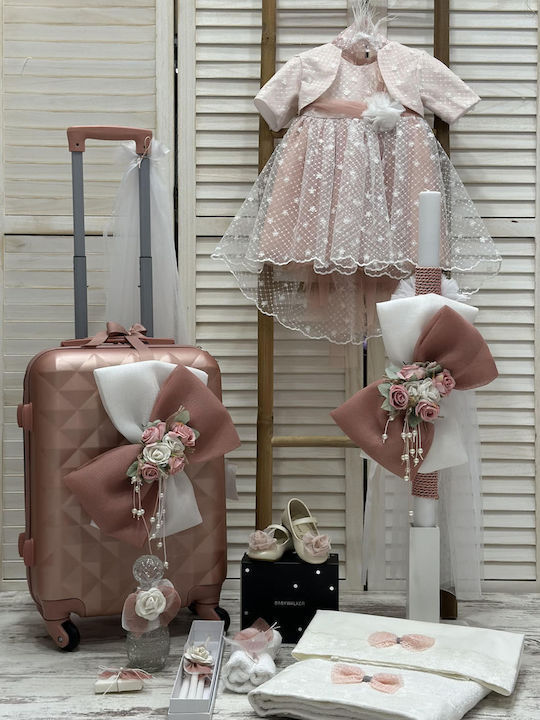Carousel Rose Baptism Set with Flowers Subject