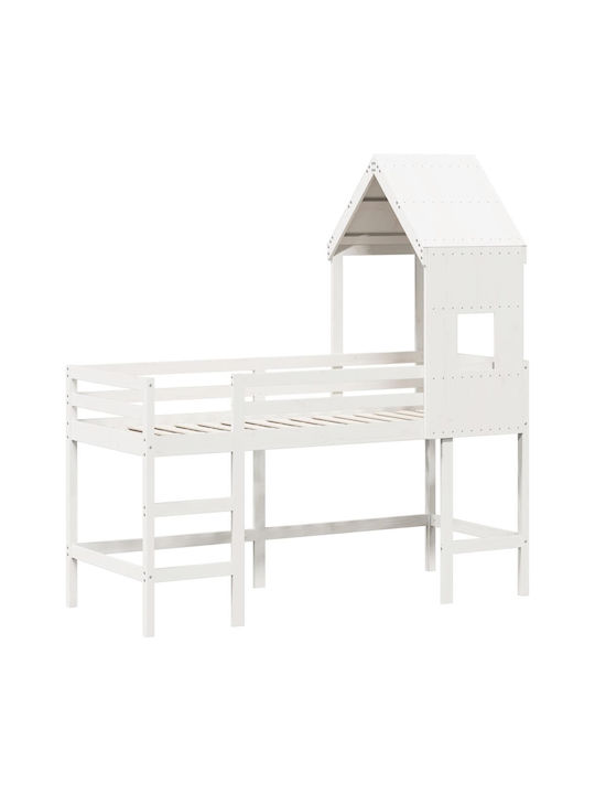 Παιδικό Κρεβάτι Υπερυψωμένο Μονό Λευκό για Στρώμα 90x200cm