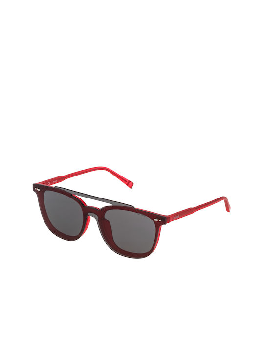 Sting Sunglasses with Burgundy Plastic Frame and Gray Lens SST089 990M